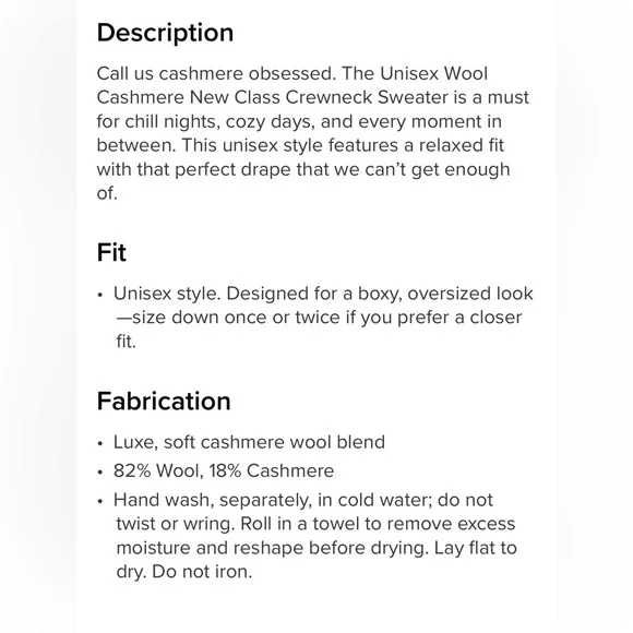 ALO Yoga NWT Unisex Wool Cashmere New Class Crewneck Sweater Bone Heather Size M - Picture 6 of 12